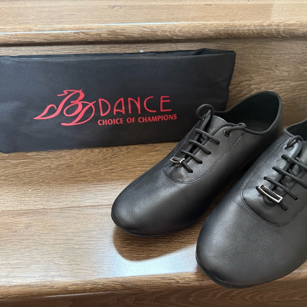 BD Dance Men's Black Leather Dance Shoes